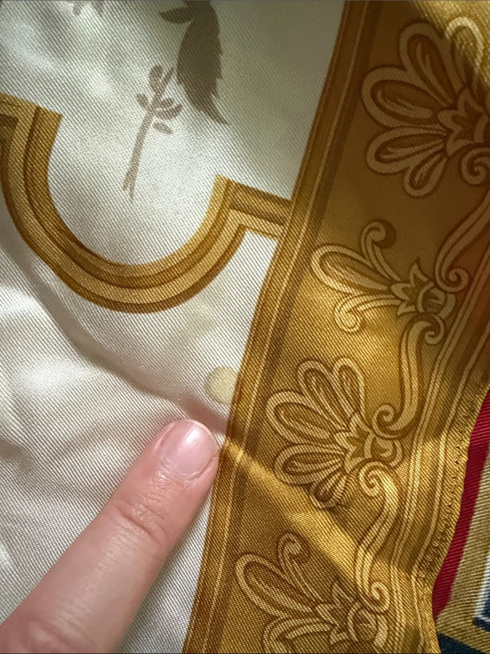 Liz Claiborne Red, Blue & Gold Floral Silk Scarf